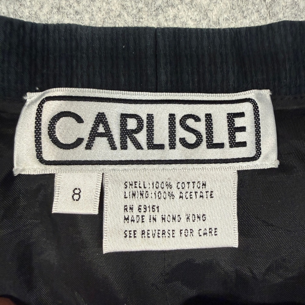 Carlisle Dress Pants Size 8 Black Textured Cotton Lined Straight Leg Trousers - Picture 3 of 9